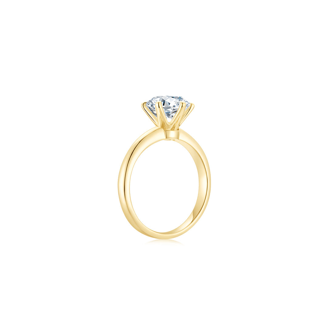 Éclat Classic Round Solitaire Plain Ring  (6 Prong) YG (Side) -Éclat by Oui