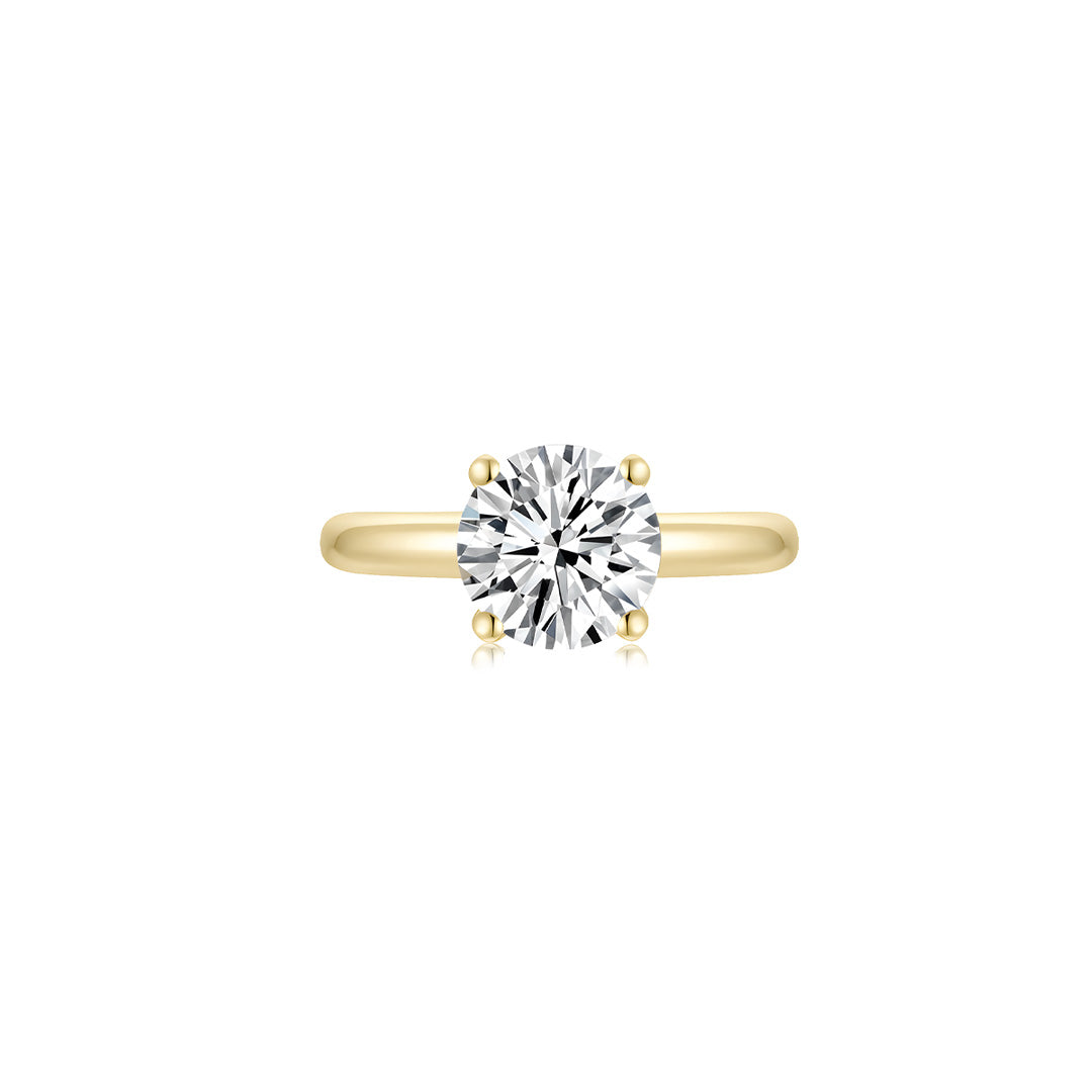 Éclat Classic Round Solitaire Plain Ring (4 Prong) WG (Front) - Éclat by Oui