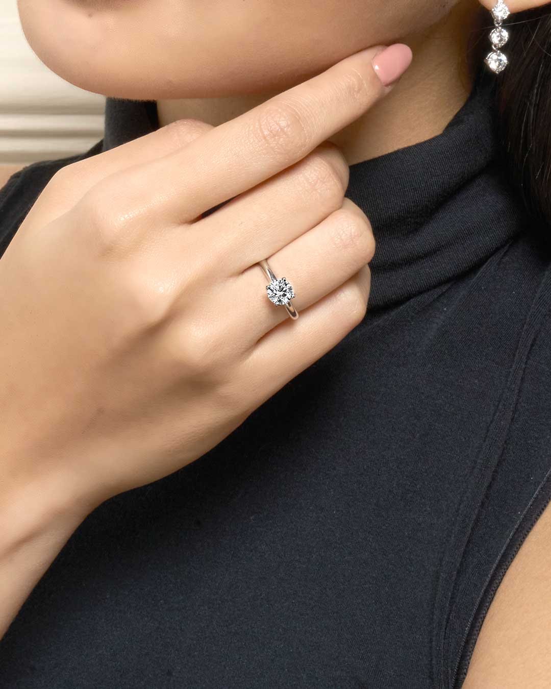 Eclat Classic Round Solitaire Plain Ring 1CT (4 Prong) (Model) - Eclat by Oui