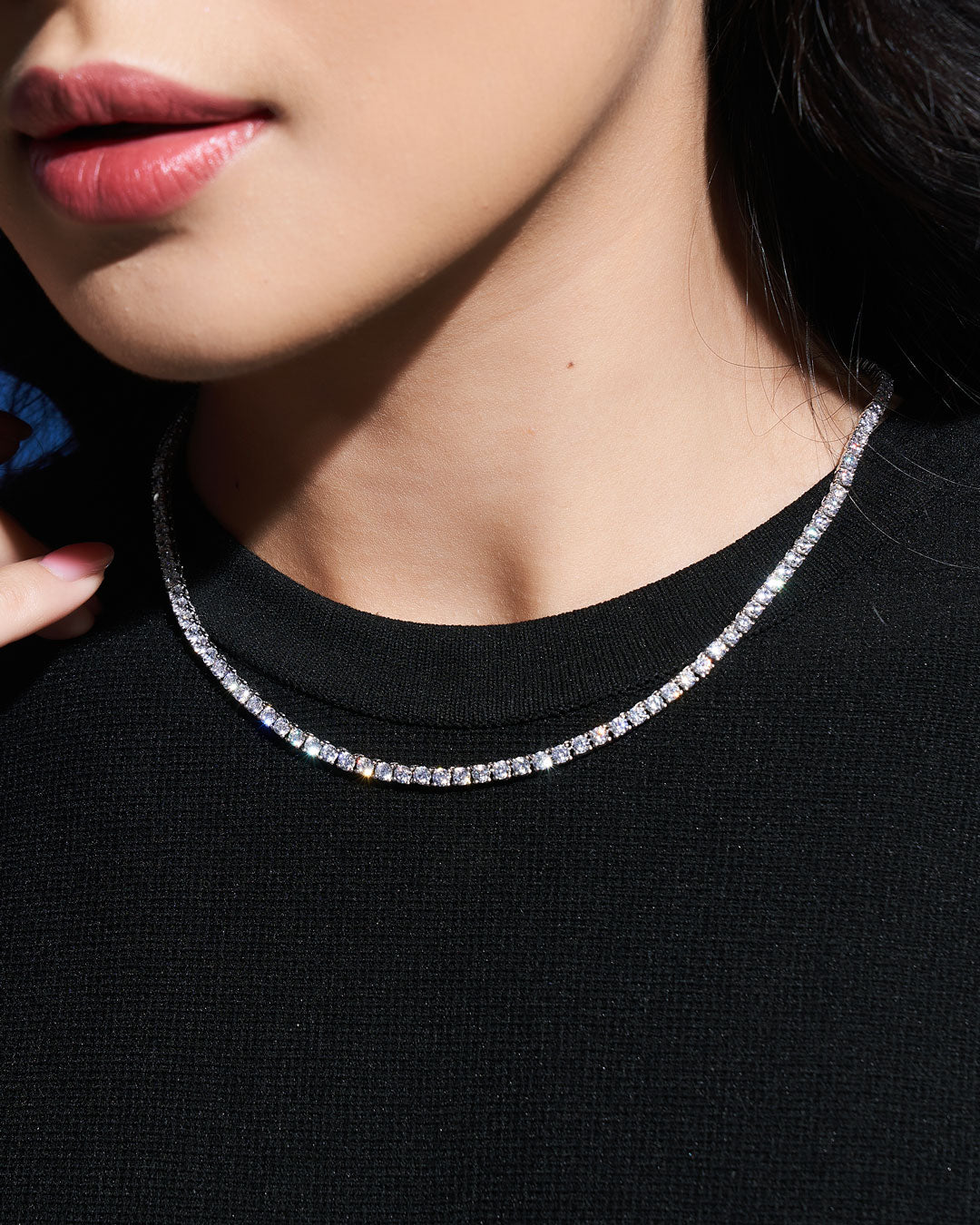 Éclat Classic Tennis Necklace 0.1CT (Model) - Eclat by Oui