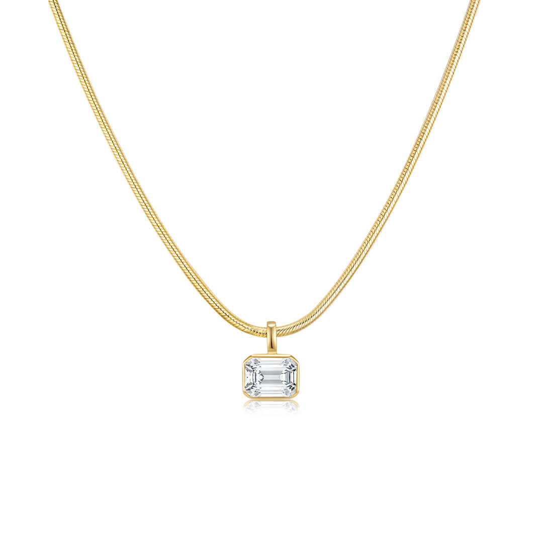 Ella Bezel Necklace YG (Emerald) - Éclat by Oui