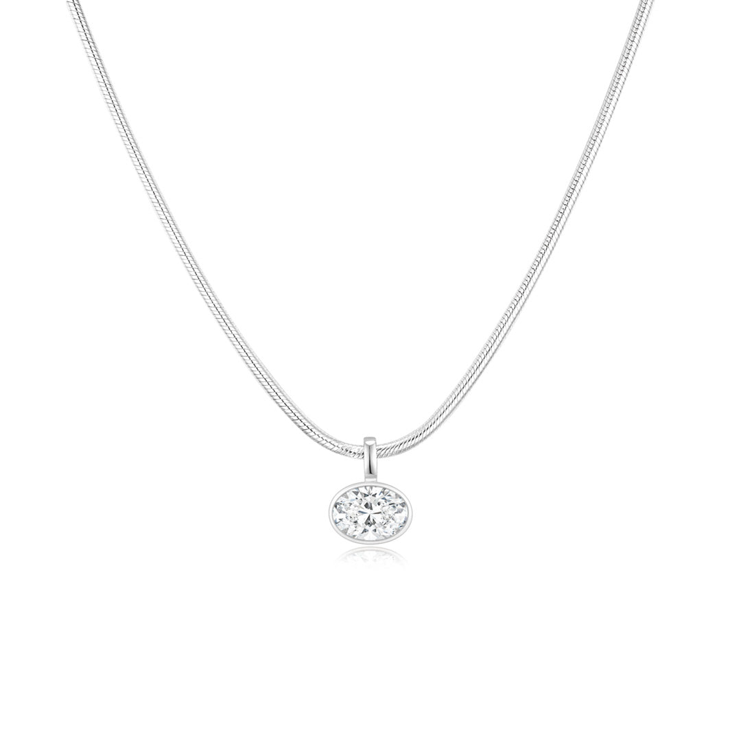 Ella Bezel Necklace WG (Oval) - Éclat by Oui