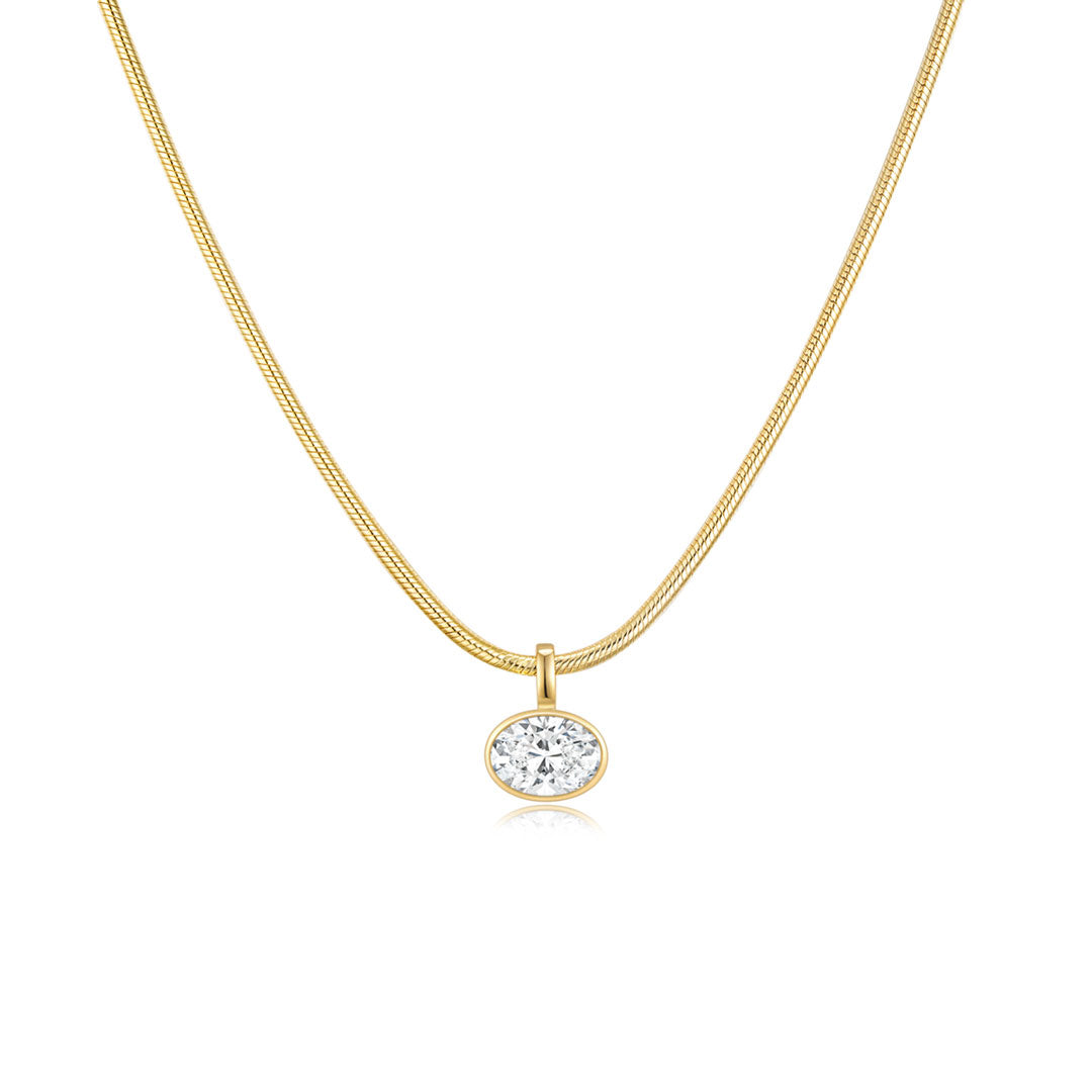 Ella Bezel Necklace YG (Oval) - Éclat by Oui