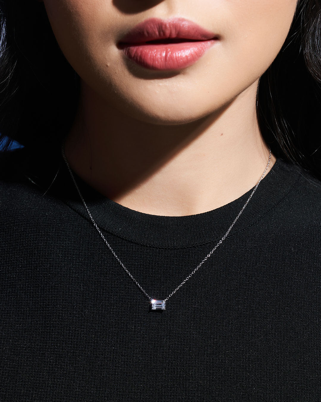 Emerald Solitaire Necklace (Model) - Eclat by Oui