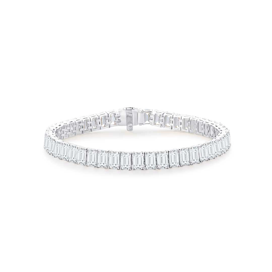 Emerald Tennis Bracelet White Gold - Eclat by Oui