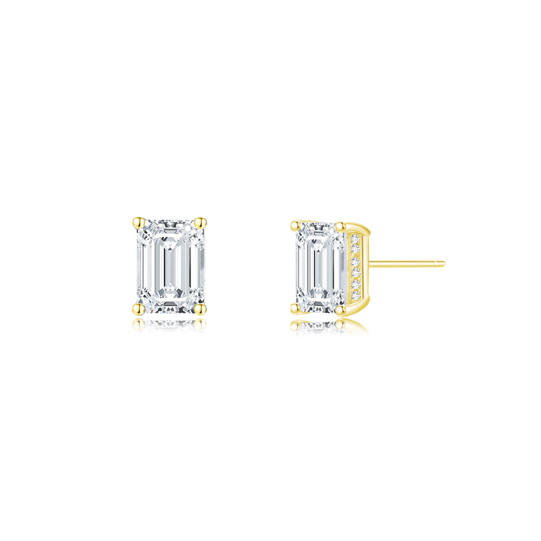 Emerald Solitaire Ear Studs YG - Éclat by Oui