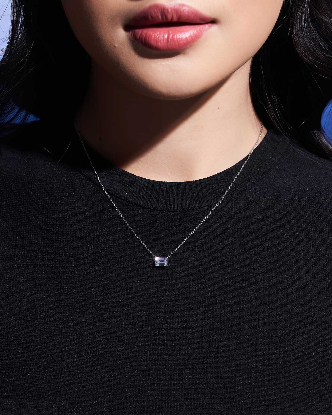 Emerald Solitaire Necklace 1CT (Model) - Eclat by Oui