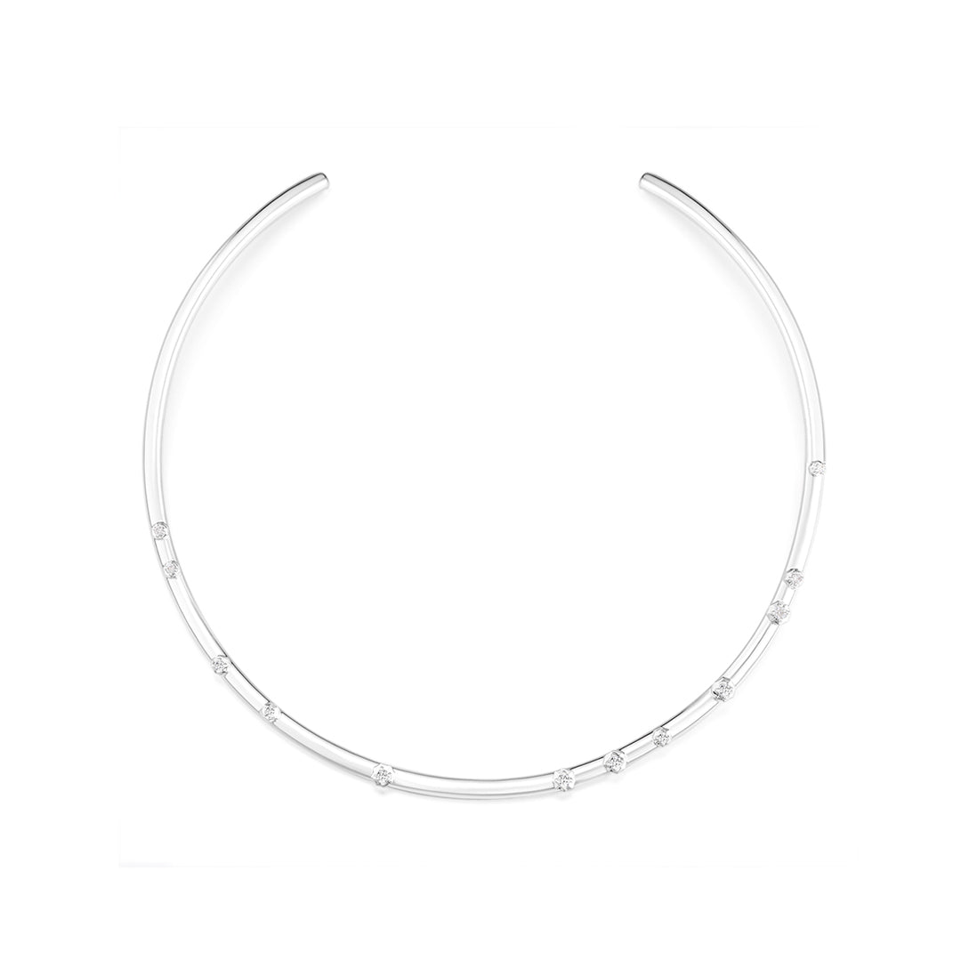 Encrusted Torque Moissanite Necklace WG - Éclat by Oui