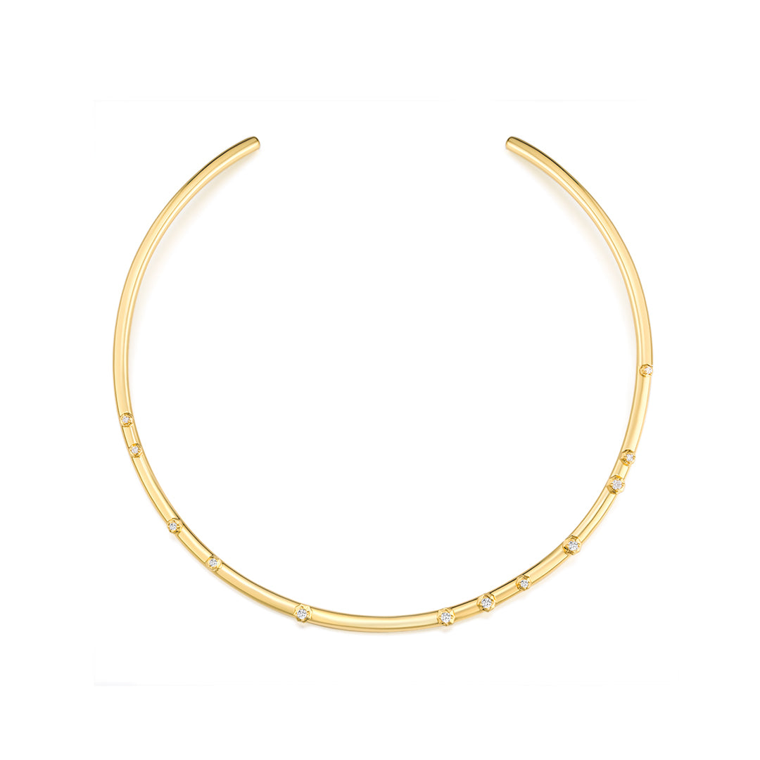 Encrusted Torque Moissanite Necklace YG - Éclat by Oui