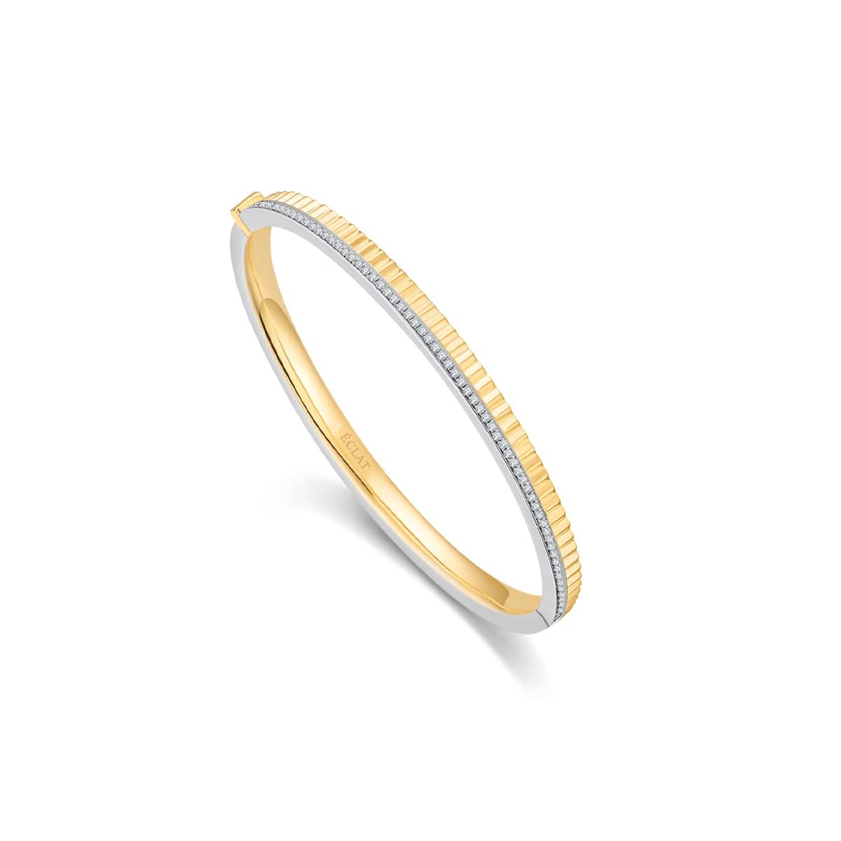 Fluted Bangle (Yellow Gold) with Pave Stones - Eclat by Oui