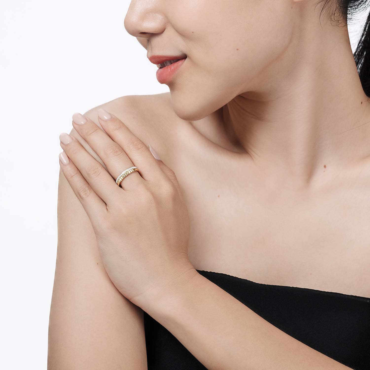 Fluted Pave Ring (Yellow Gold) (Model) - Eclat by Oui