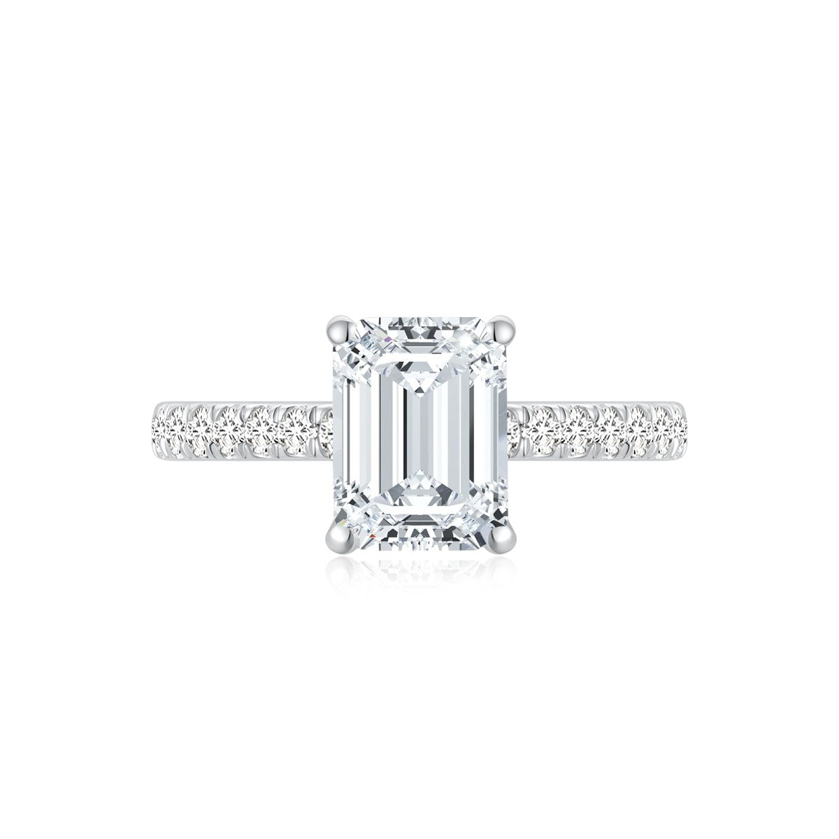 Freya Emerald Solitaire Pave Ring WG (Front) - Eclat by Oui