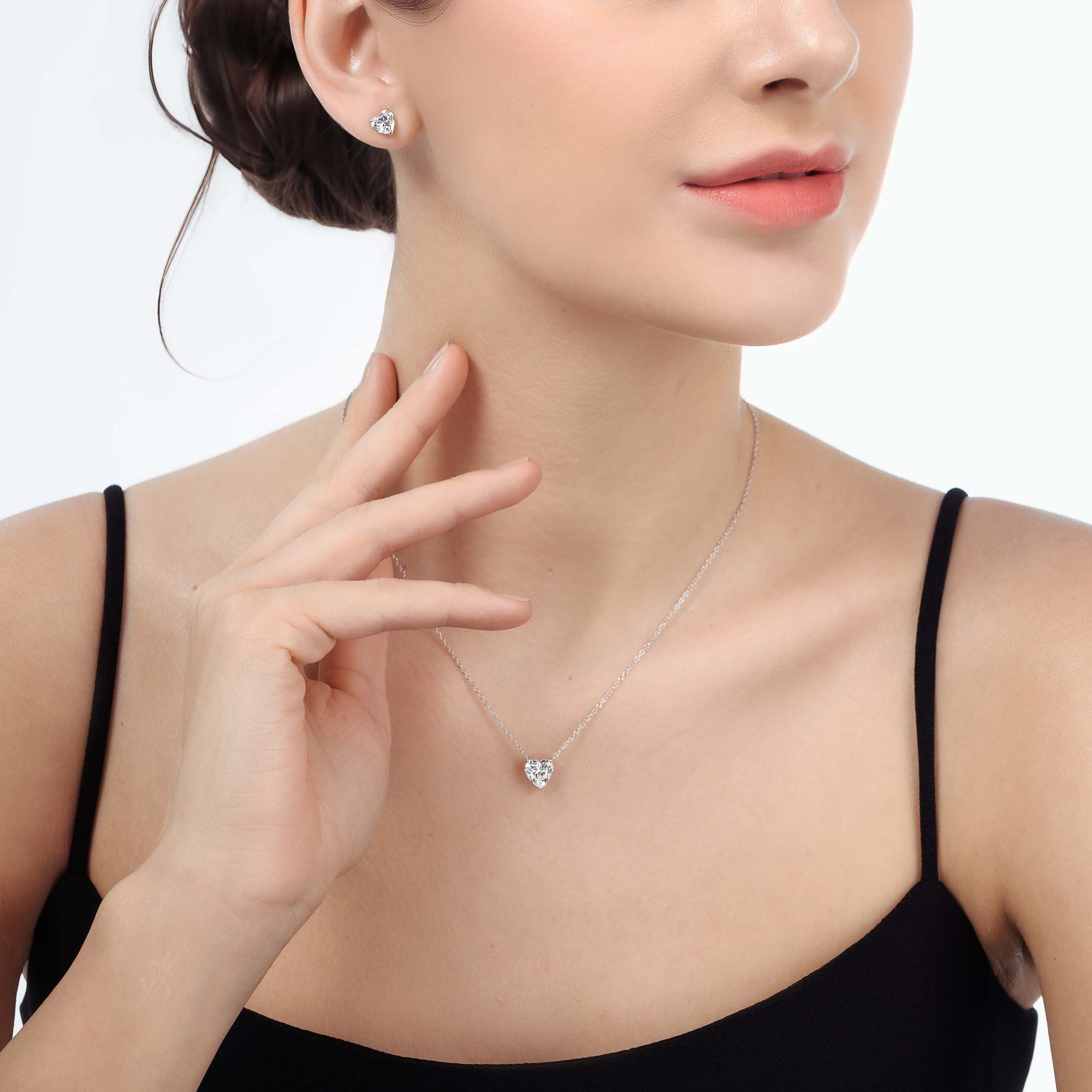 Heart Solitaire Necklace (Model) - Eclat hy Oui