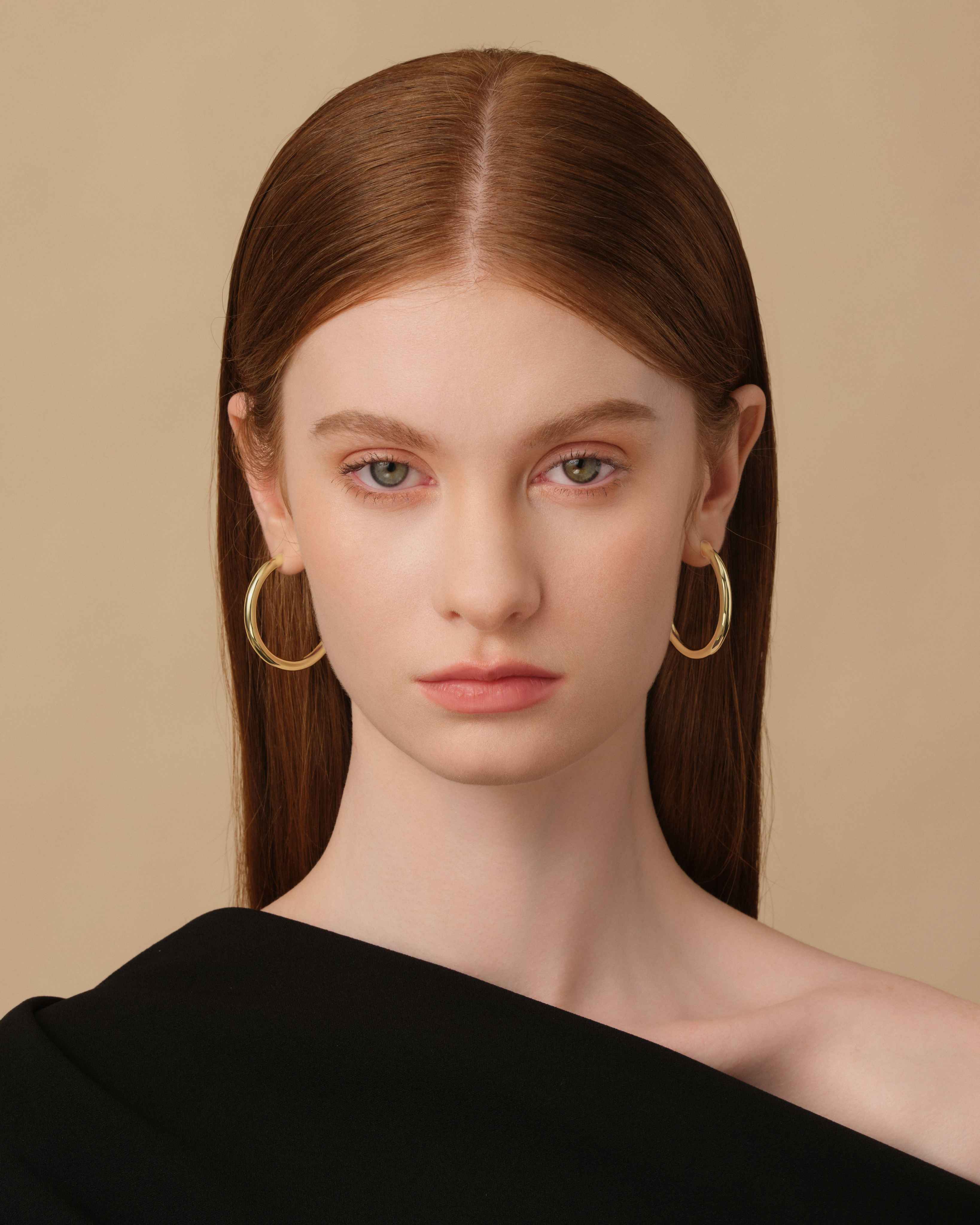 HeartWear® Gold Hooped Earrings (Large)(Model) - Eclat by Oui