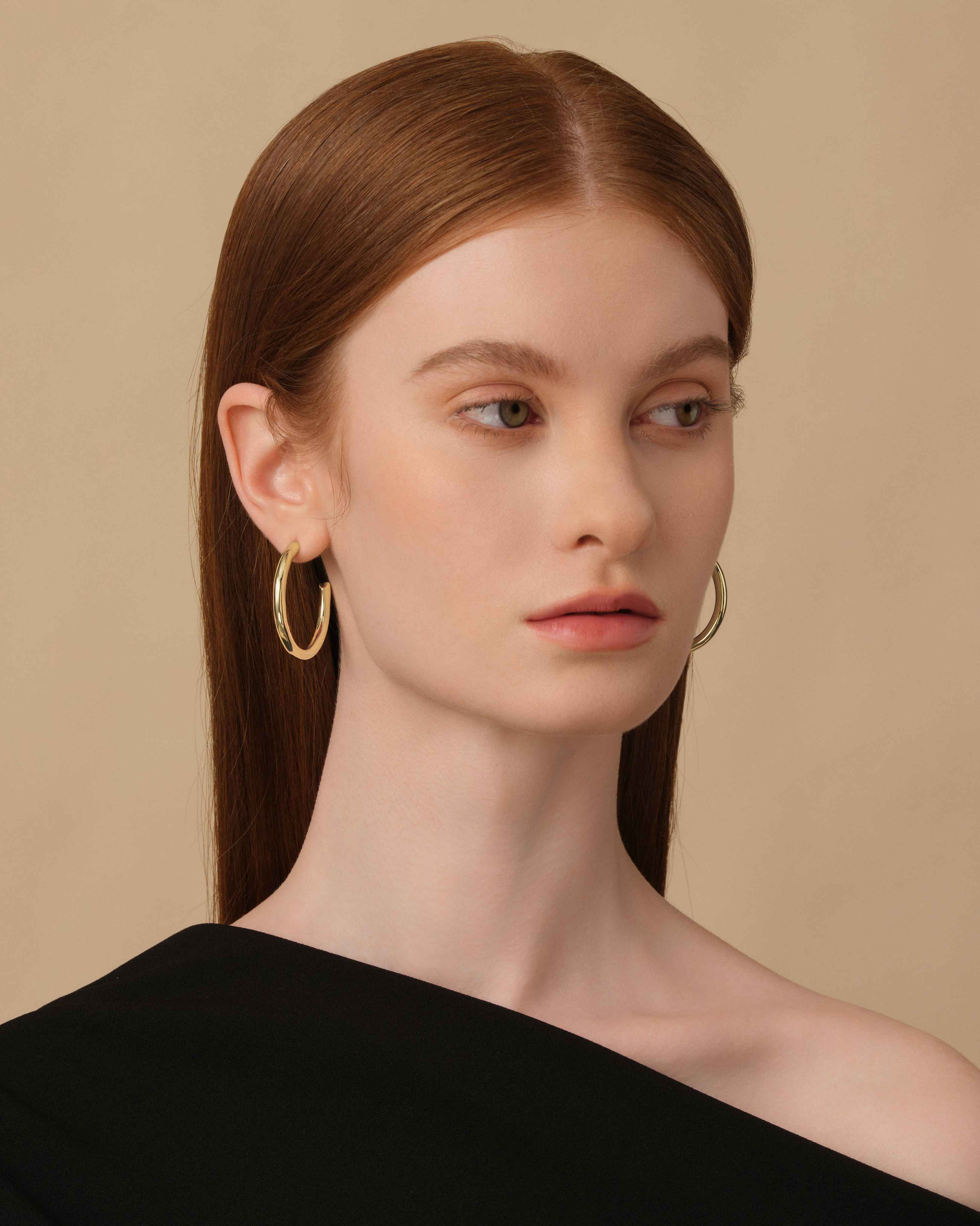 HeartWear® Gold Hooped Earrings (Large)(Model) - Eclat by Ou