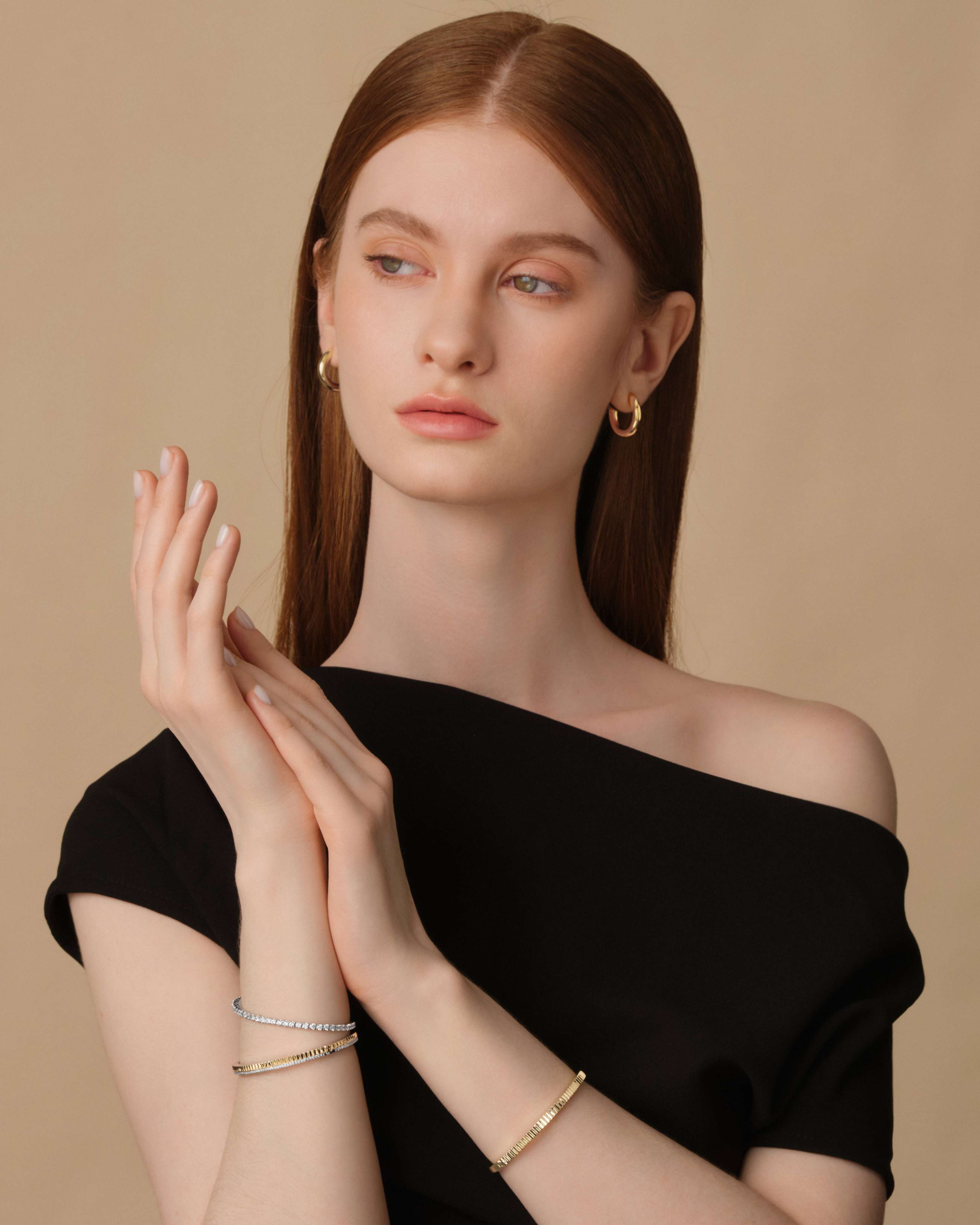 Fluted Bangle (Yellow Gold) (Model) - Eclat by Oui