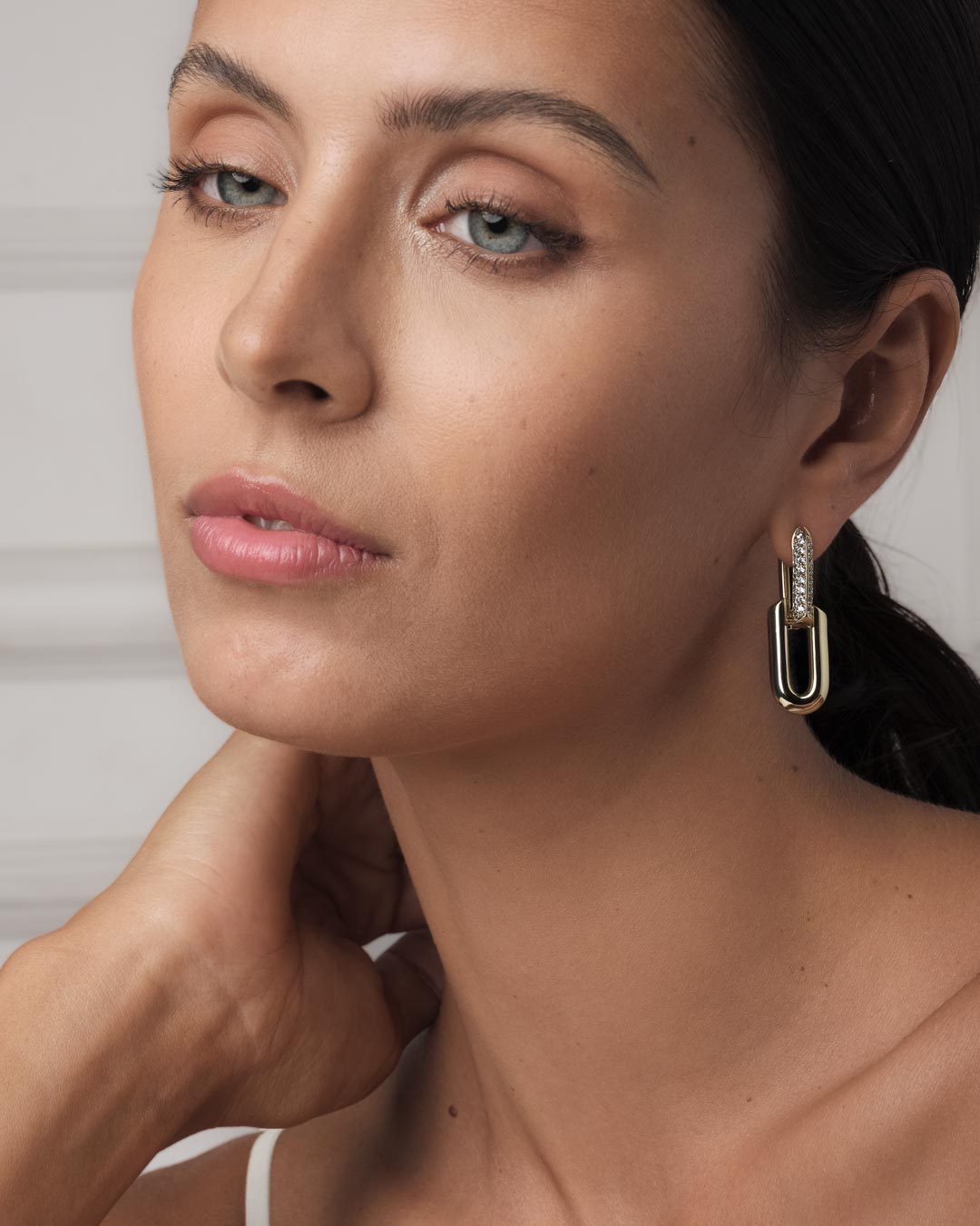 HeartWear® Pave Link Earrings (Model) - Éclat by Oui