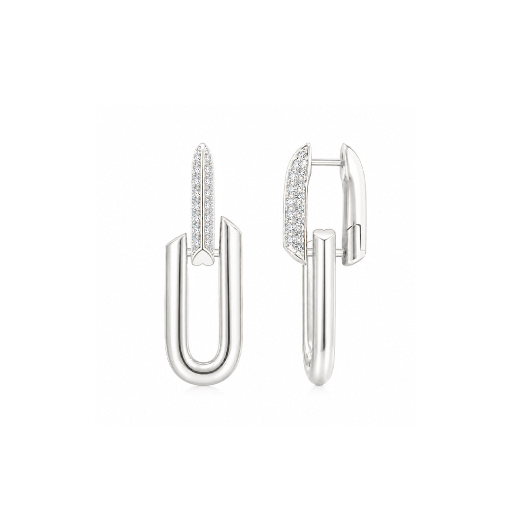 HeartWear® Pave Link Earrings WG - Éclat by Oui