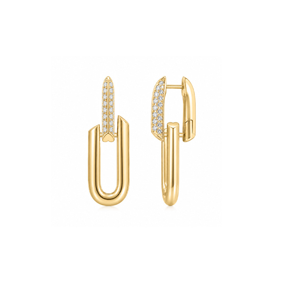 HeartWear® Pave Link Earrings YG - Éclat by Oui