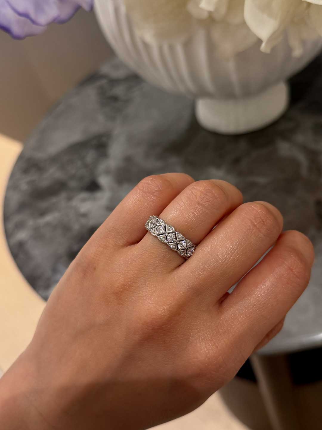 Scallop Mosaic Moissanite Ring