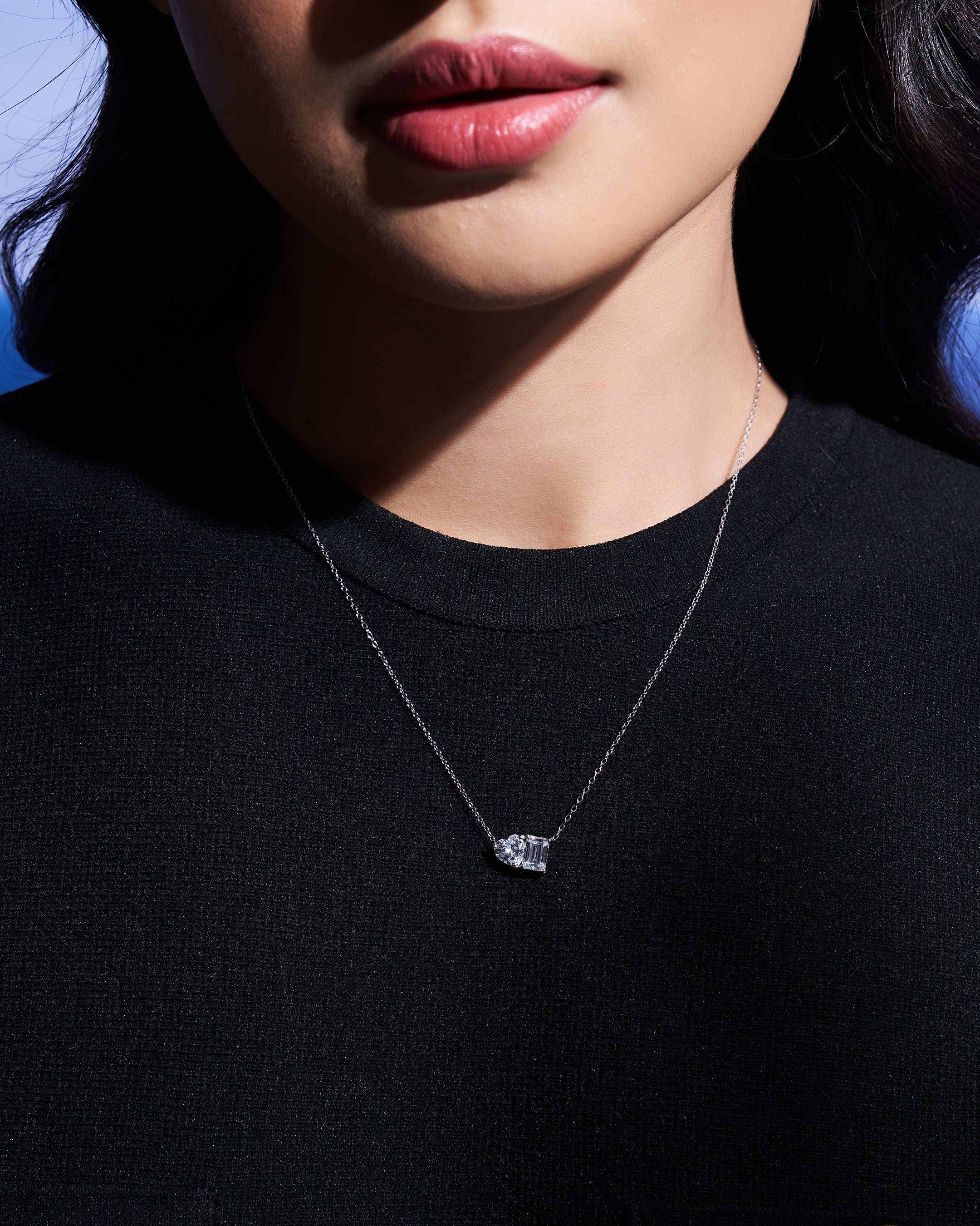 Toi et Moi Necklace (Emerald + Heart) (Model) - Eclat by Oui