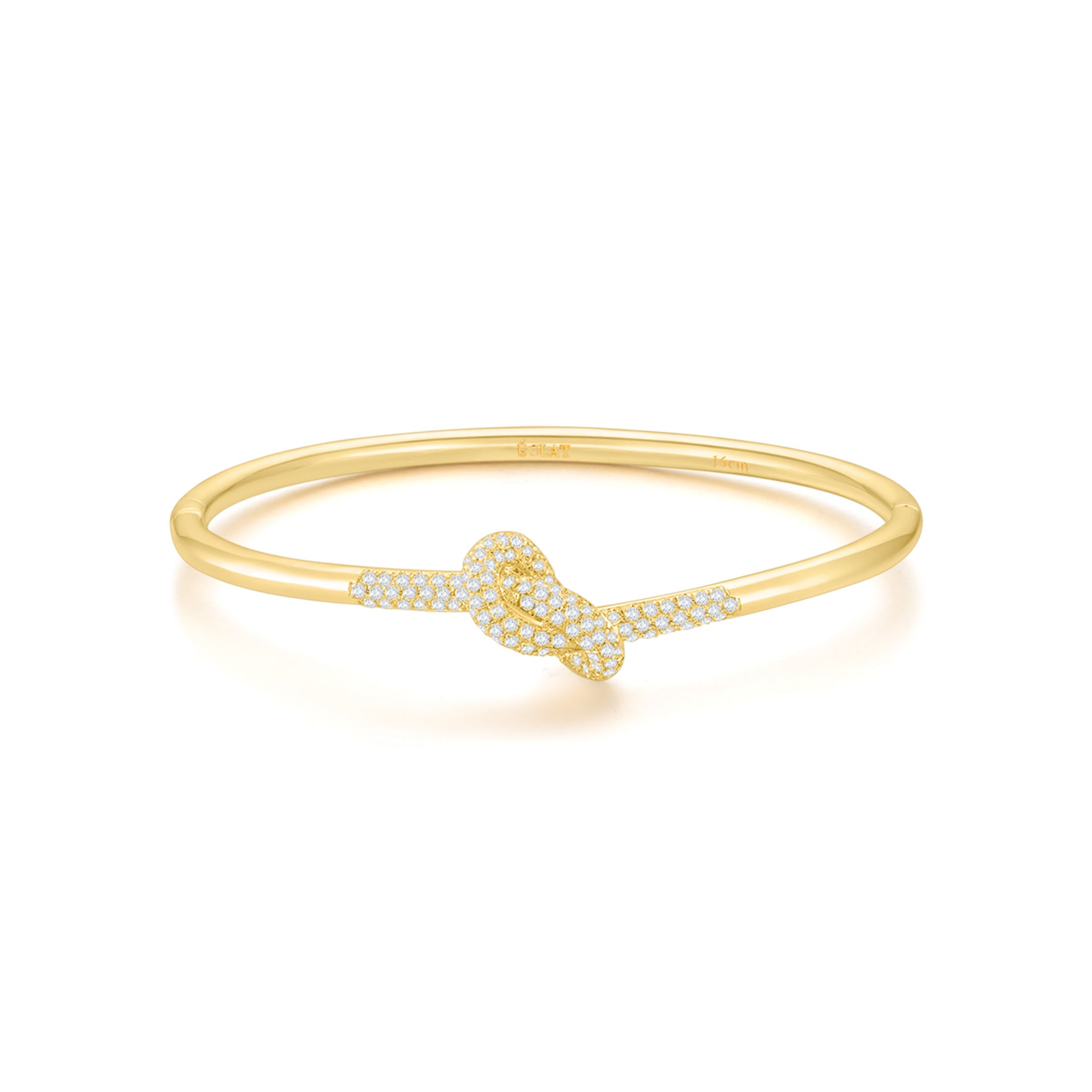 KNOT Alone® Bangle (Yellow Gold) with Pave Stones - Eclat by Oui