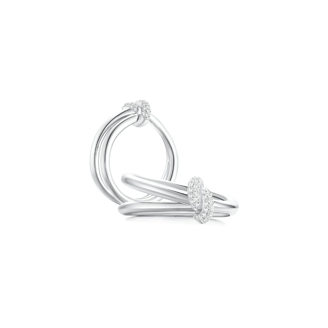KNOT Alone® Double Pave Ring (Both) (White Gold) - Eclat by Oui