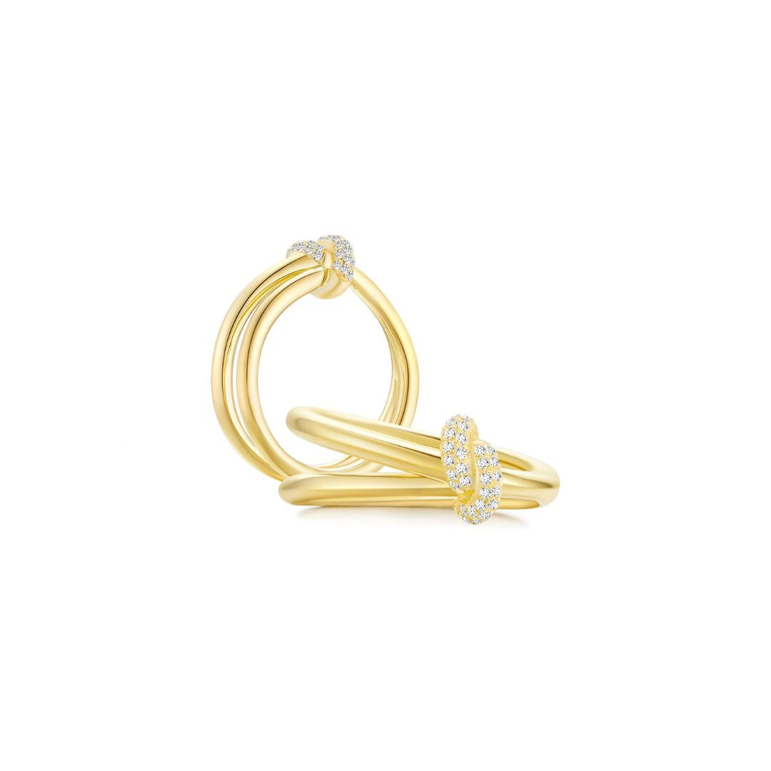 KNOT Alone® Double Pave Ring (Both) (Yellow Gold) - Eclat by Oui