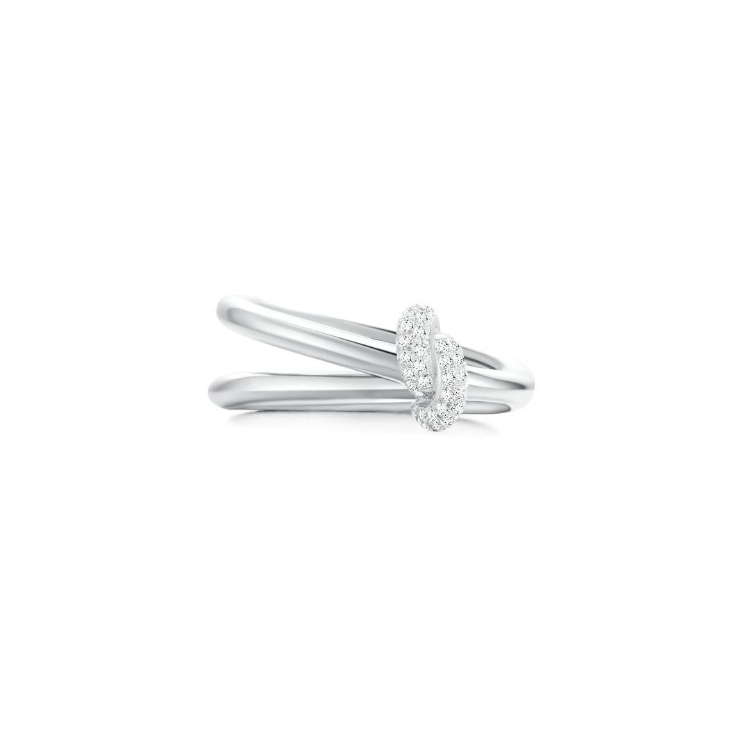KNOT Alone® Double Pave Ring (Front) (White Gold) - Eclat by Oui