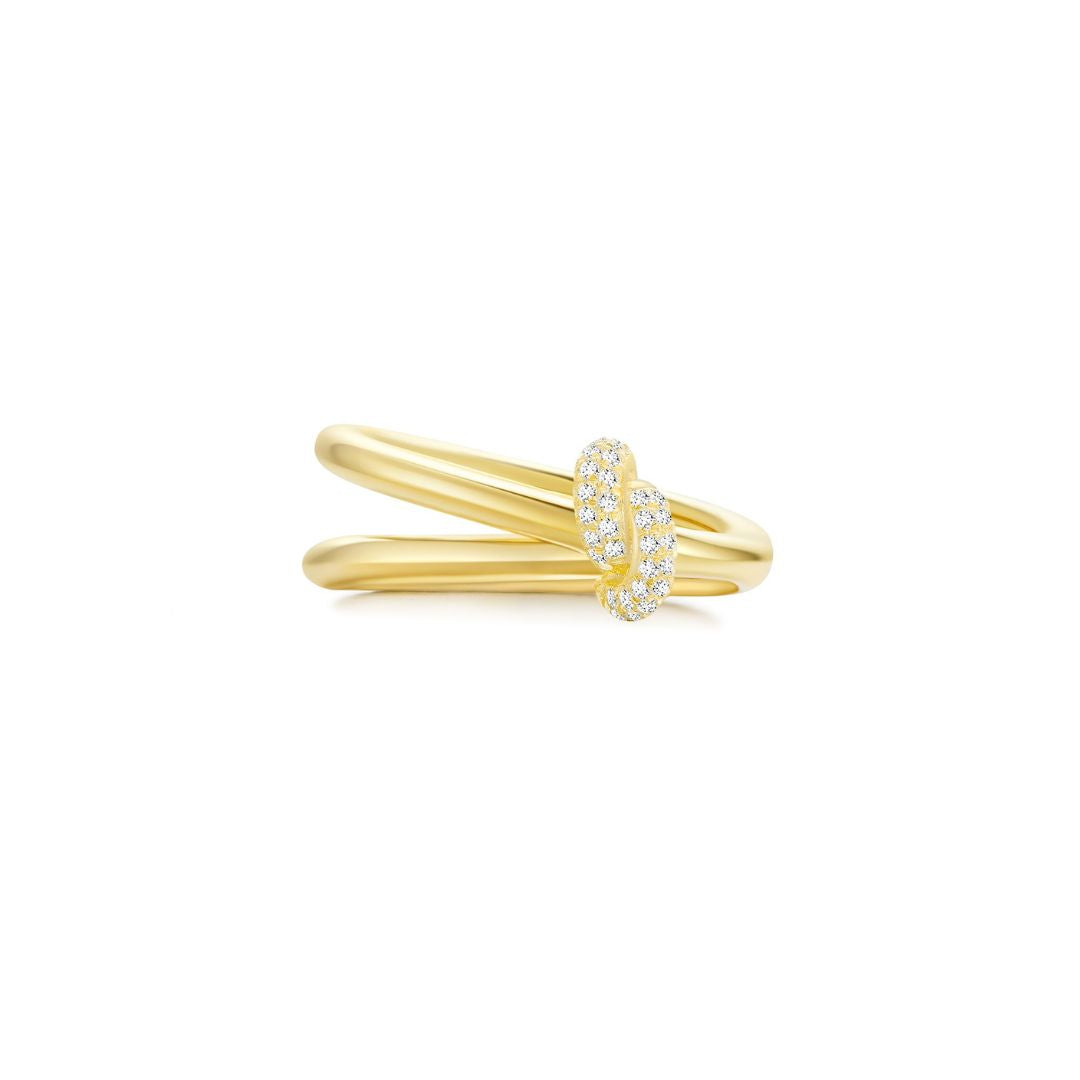 KNOT Alone® Double Pave Ring (Front) (Yellow Gold) - Eclat by Oui