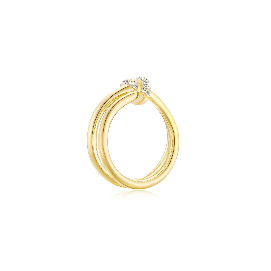 KNOT Alone® Double Pave Ring (Side) (Yellow Gold) - Eclat by Oui