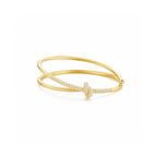 KNOT Alone Double Half Pave Bangle (Yellow Gold) Front - Éclat by Oui