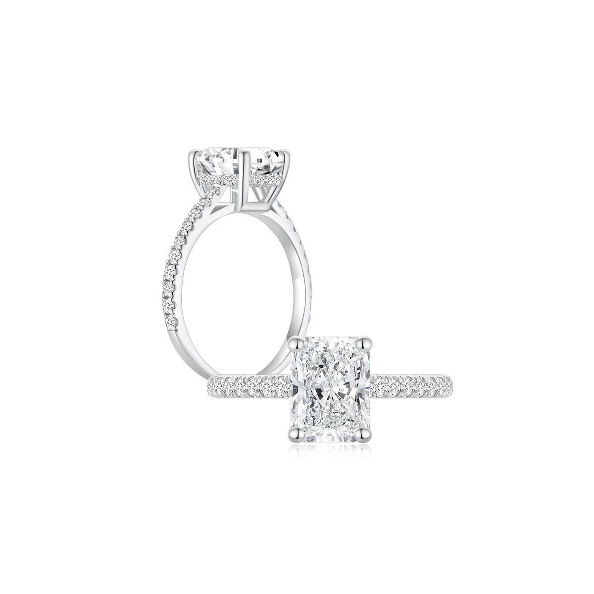 Maya Radiant Solitaire Pave Ring WG (Both) - Eclat by Oui