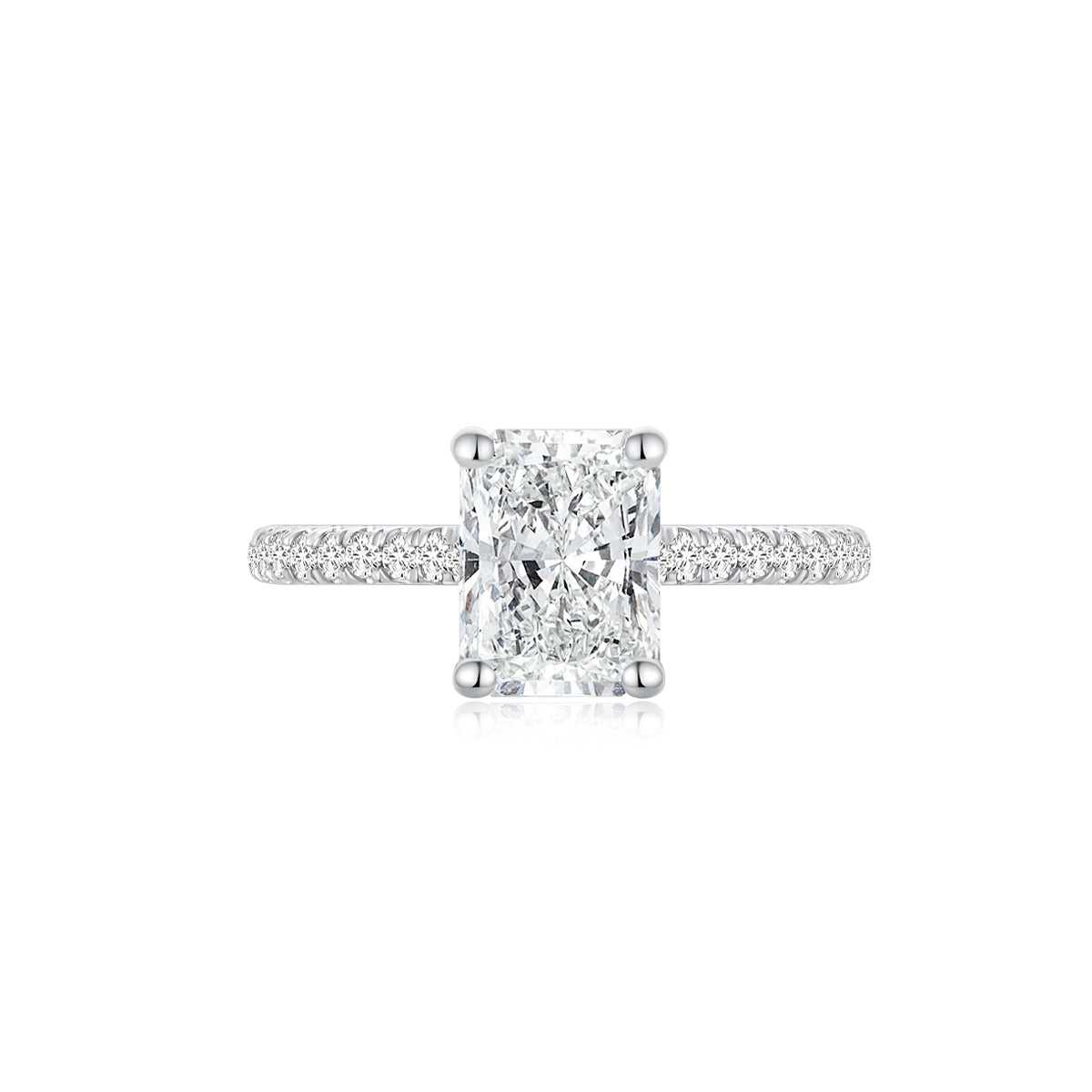 Maya Radiant Solitaire Pave Ring WG (Front) - Eclat by Oui