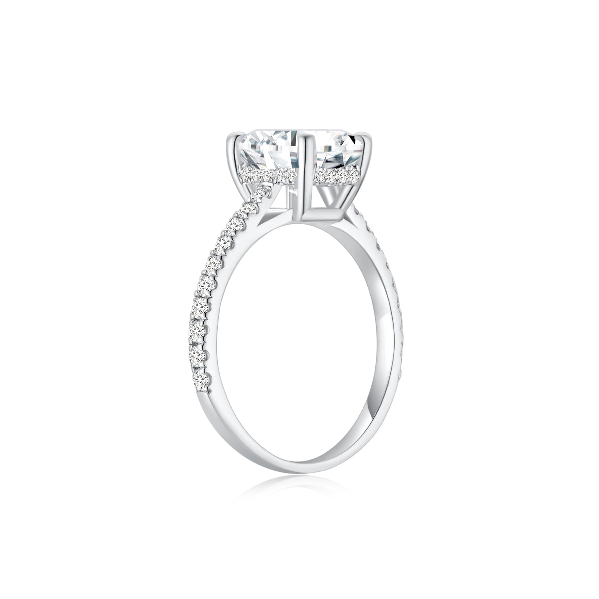 Maya Radiant Solitaire Pave Ring WG (Side) - Eclat by Oui
