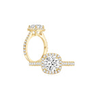 Maya Cushion Halo Pave Ring YG (Both) - Éclat by Oui