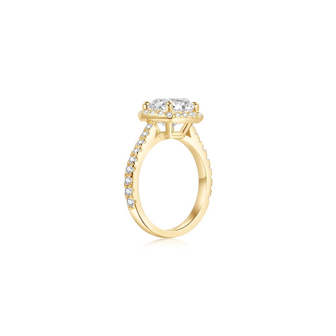 Maya Cushion Halo Pave Ring YG (Side) - Éclat by Oui