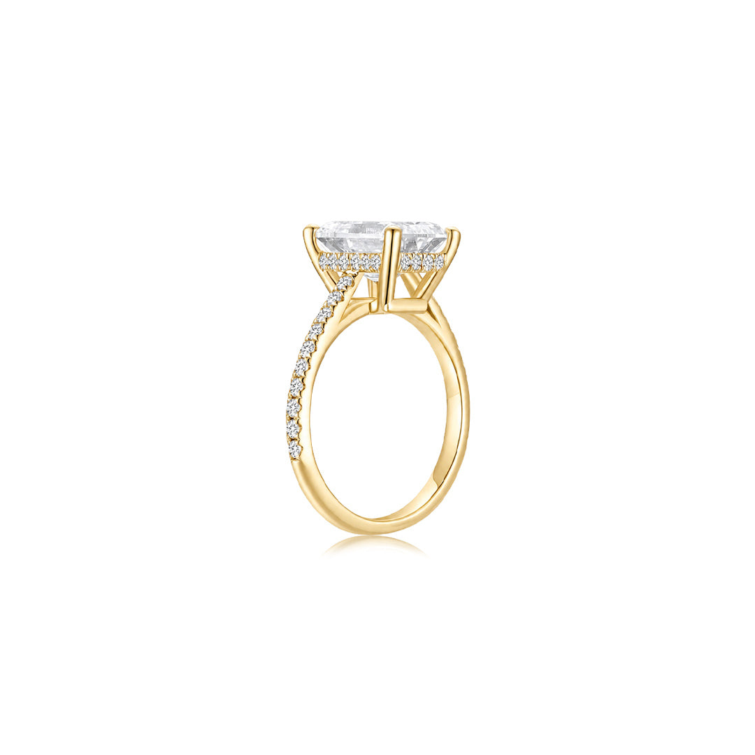 Maya Emerald Solitaire Pave Ring YG (Side) - Éclat by Oui
