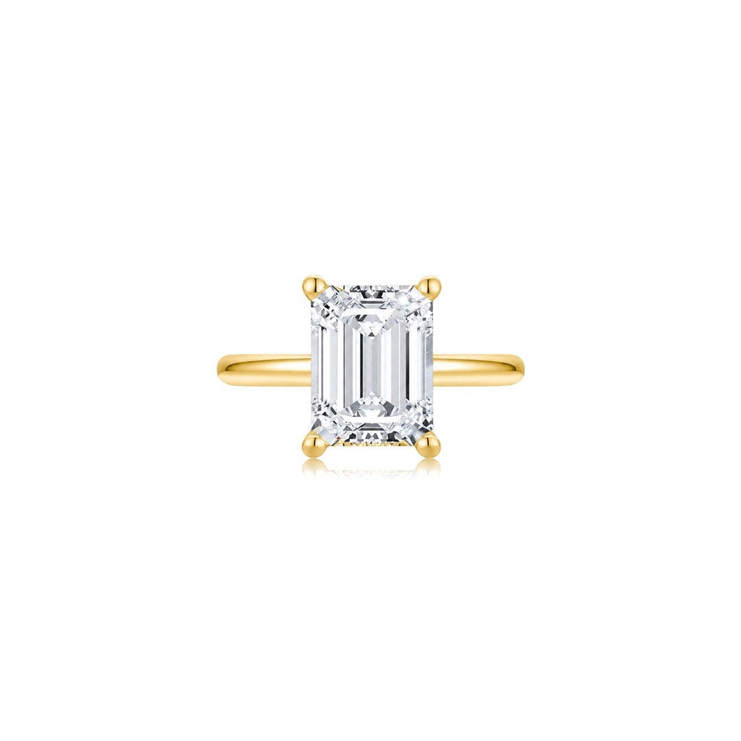Maya Emerald Solitaire Plain Ring YG (Front) -Éclat by Oui