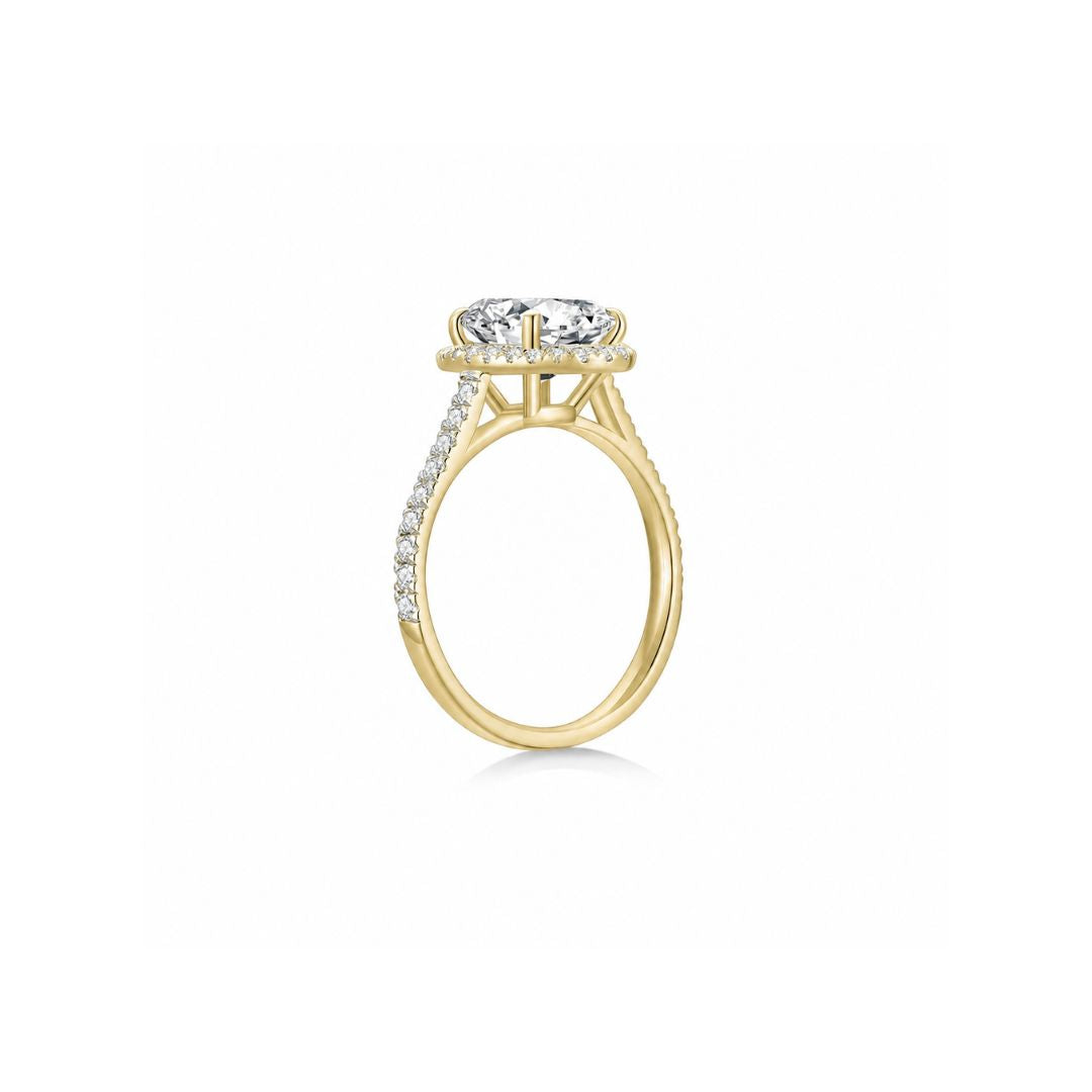 Maya Oval Halo Pave Ring YG (Side) - Éclat by Oui