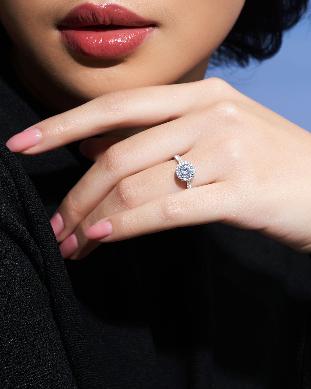 Maya Round Halo Pave Ring 2CT (Model) - Éclat by Oui