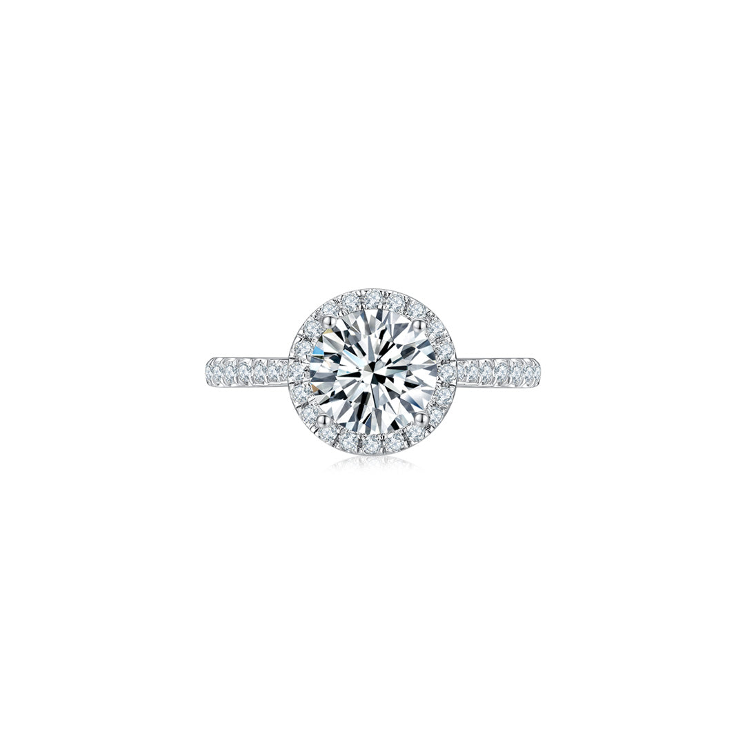 Maya Round Halo Pave Ring WG (Front) - Éclat by Oui