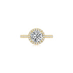 Maya Round Halo Pave Ring YG (Front) - Éclat by Oui