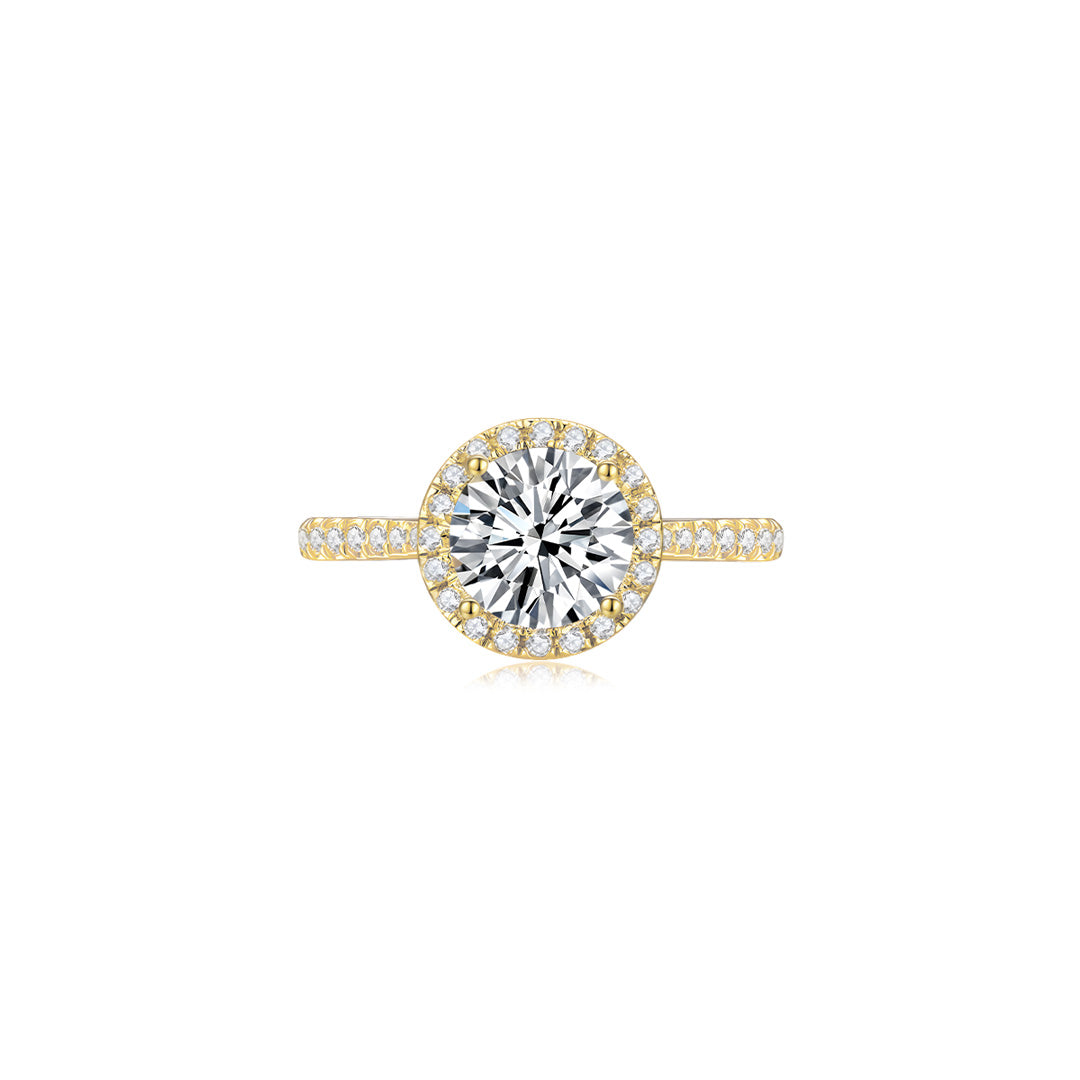 Maya Round Halo Pave Ring YG (Front) - Éclat by Oui