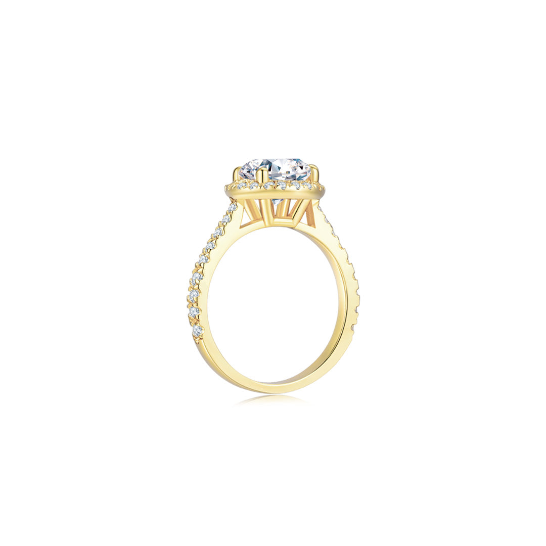 Maya Round Halo Pave Ring YG (Side) - Éclat by Oui