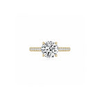 Maya Round Solitaire Pave Ring (4 Prong) YG (Front) - Éclat by Oui