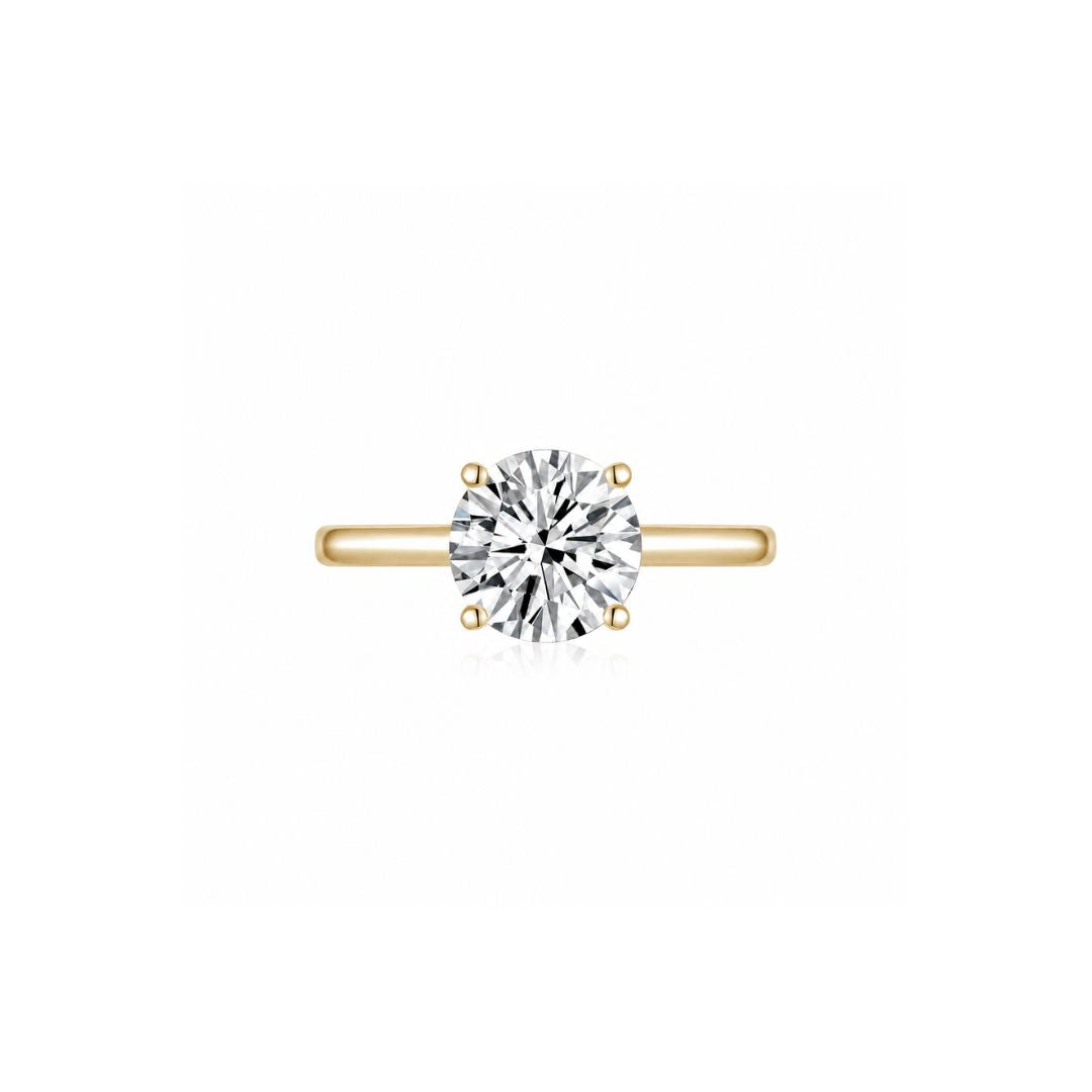 Maya Round Solitaire Plain Ring (4 Prong) YG (Front) - Éclat by Oui