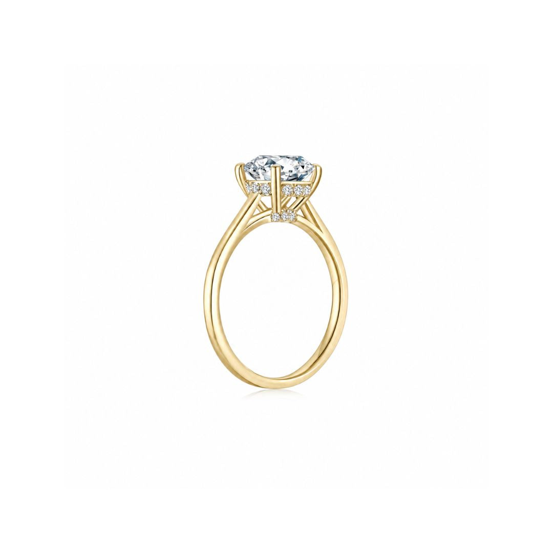 Maya Round Solitaire Plain Ring (4 Prong) YG (Side) - Éclat by Oui