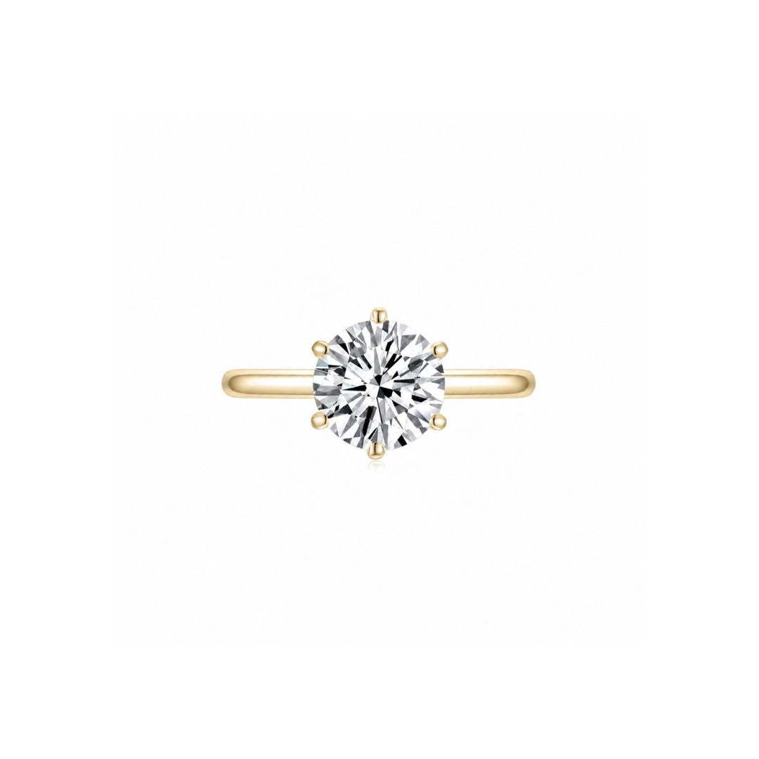 Maya Round Solitaire Plain Ring (6 Prong) YG (Front) - Éclat by Oui