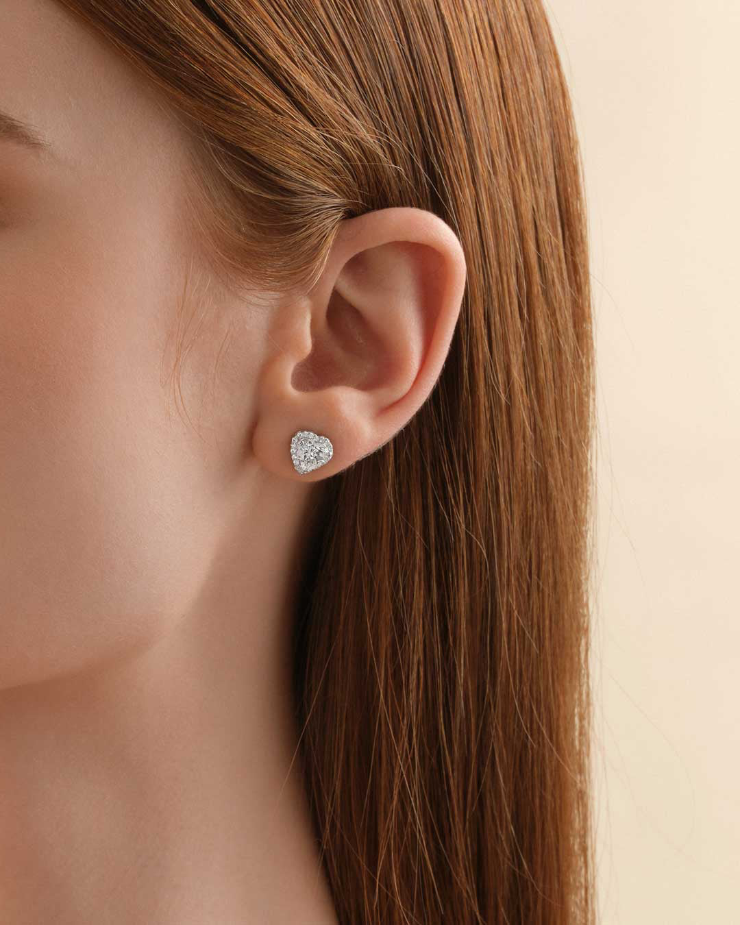 Mia Heart Halo Ear Studs 1CT (Model) - Eclat by Oui